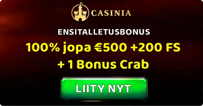 Screenshot der Casinia Casino Website auf einem Mobilgerät